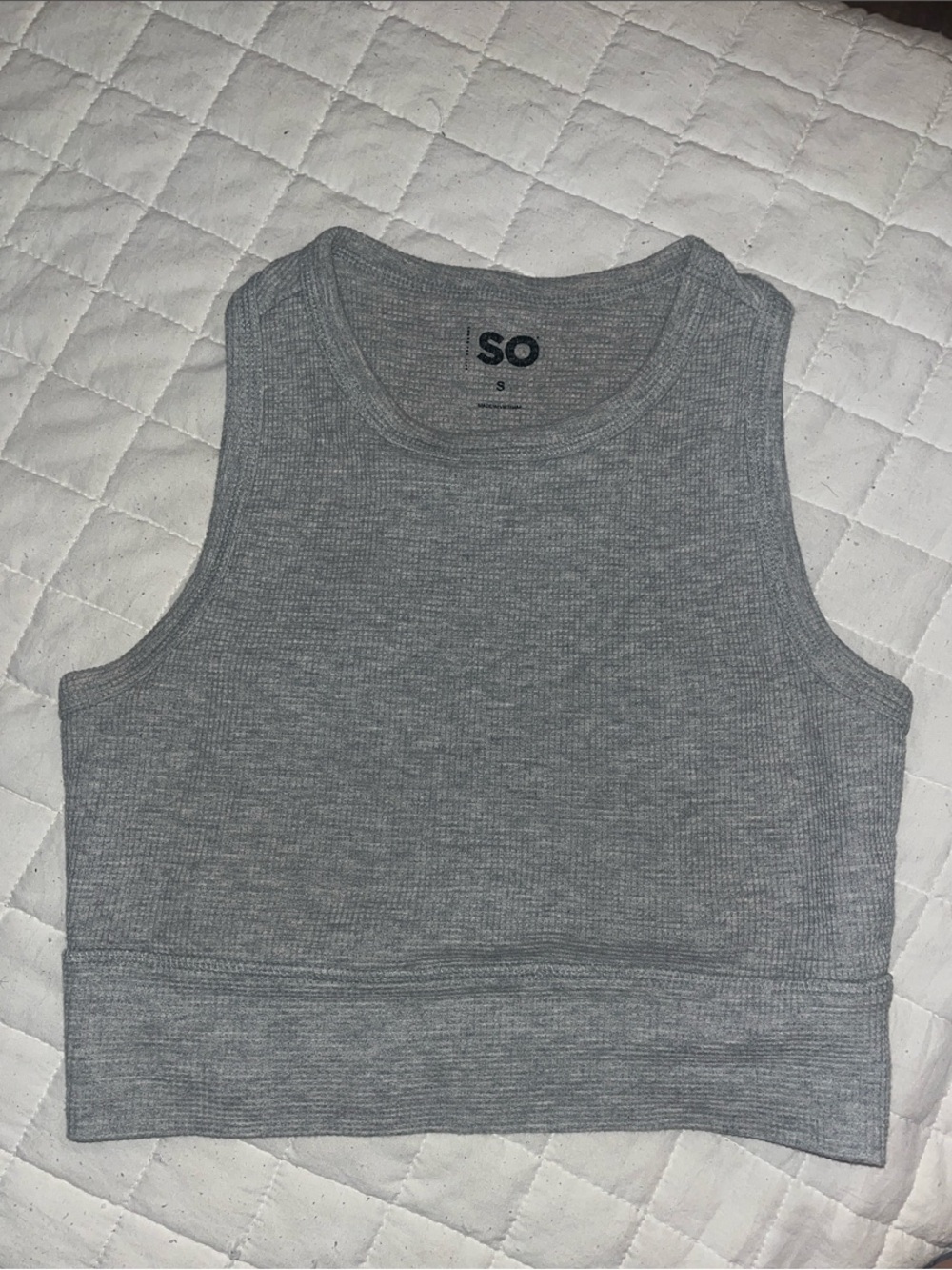 SO Gray Racerback Ribbed Cropped Tank